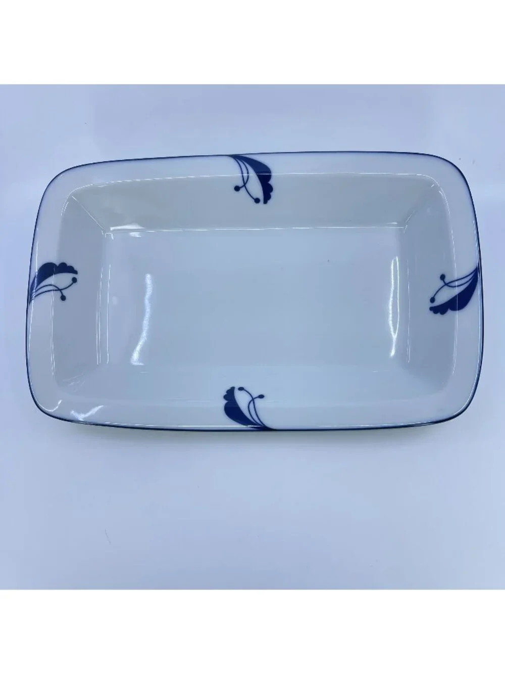 vintage dansk flora bayberry blue rectangular baking dish porcelain japan